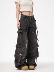 [25SS NEW ARRIVAL] GKIKZ HEAVY-DUTY UTILITY POCKETS DENIM CARGO