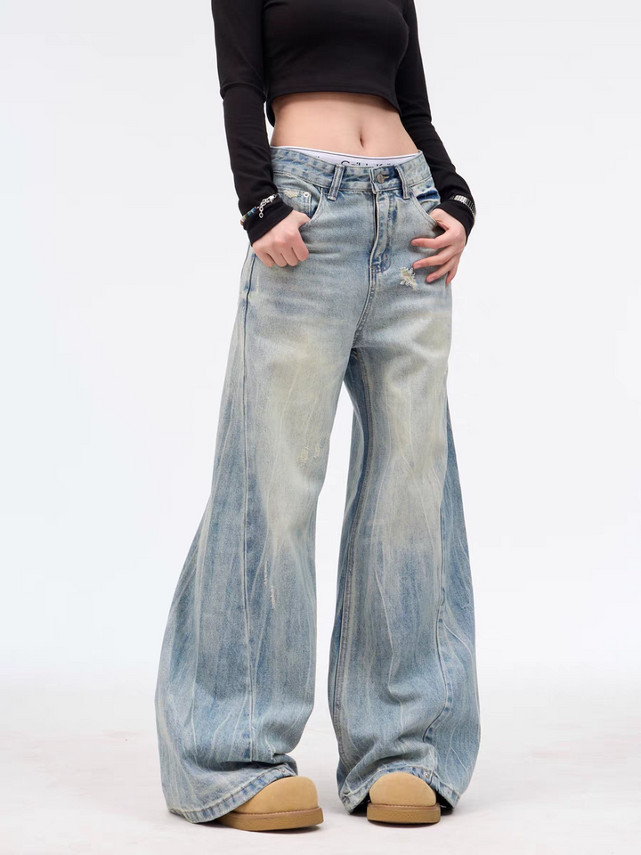 GKIKZ VINTAGE WASHED WIDE-LEG HEAVY DENIM