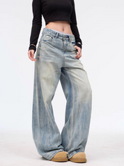 [25SS NEW ARRIVAL] GKIKZ VINTAGE WASHED WIDE-LEG HEAVY DENIM