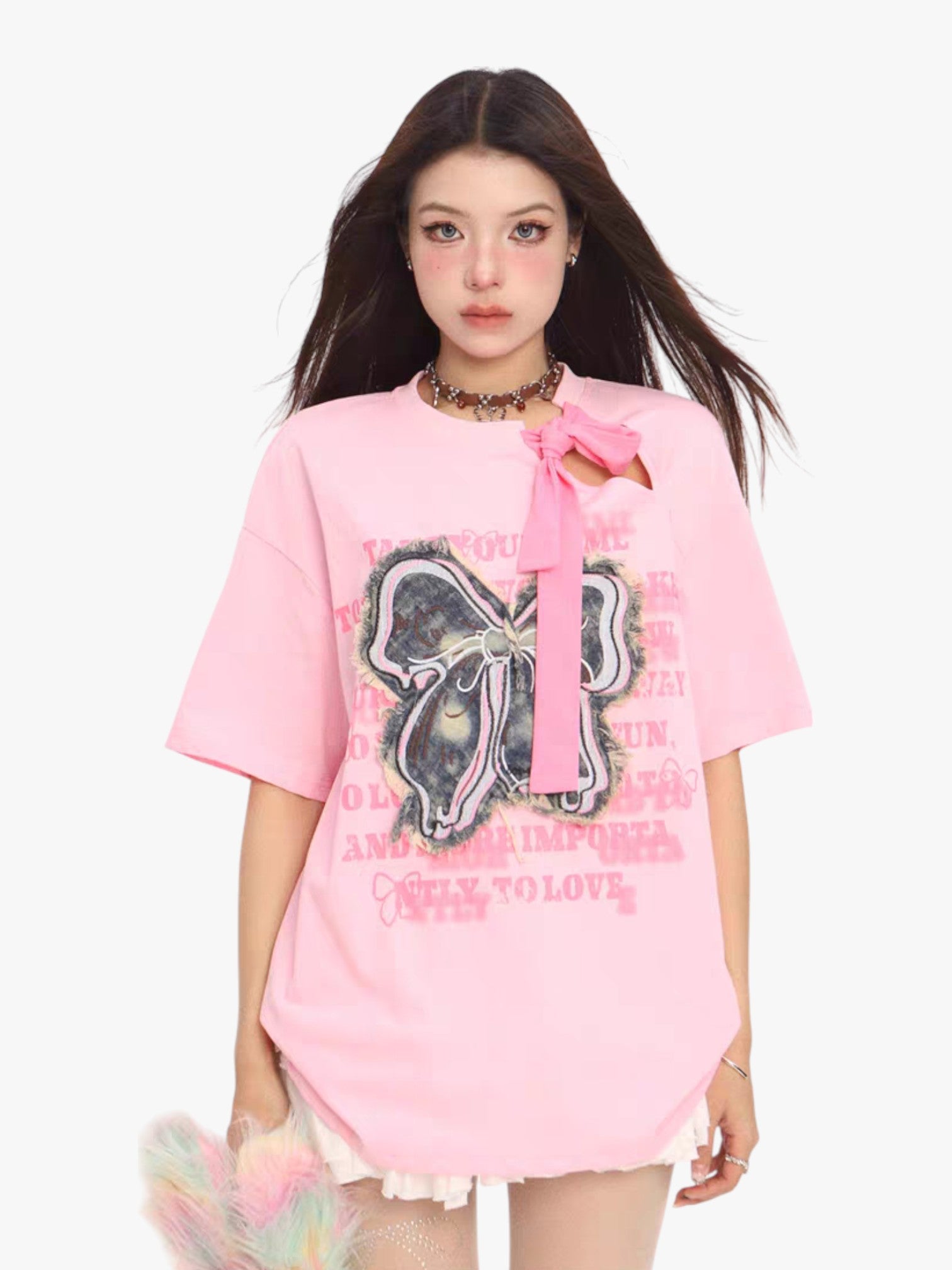 [25SS NEW ARRIVAL] GKIKZ VINTAGE BOW ATTACHMENT TEES