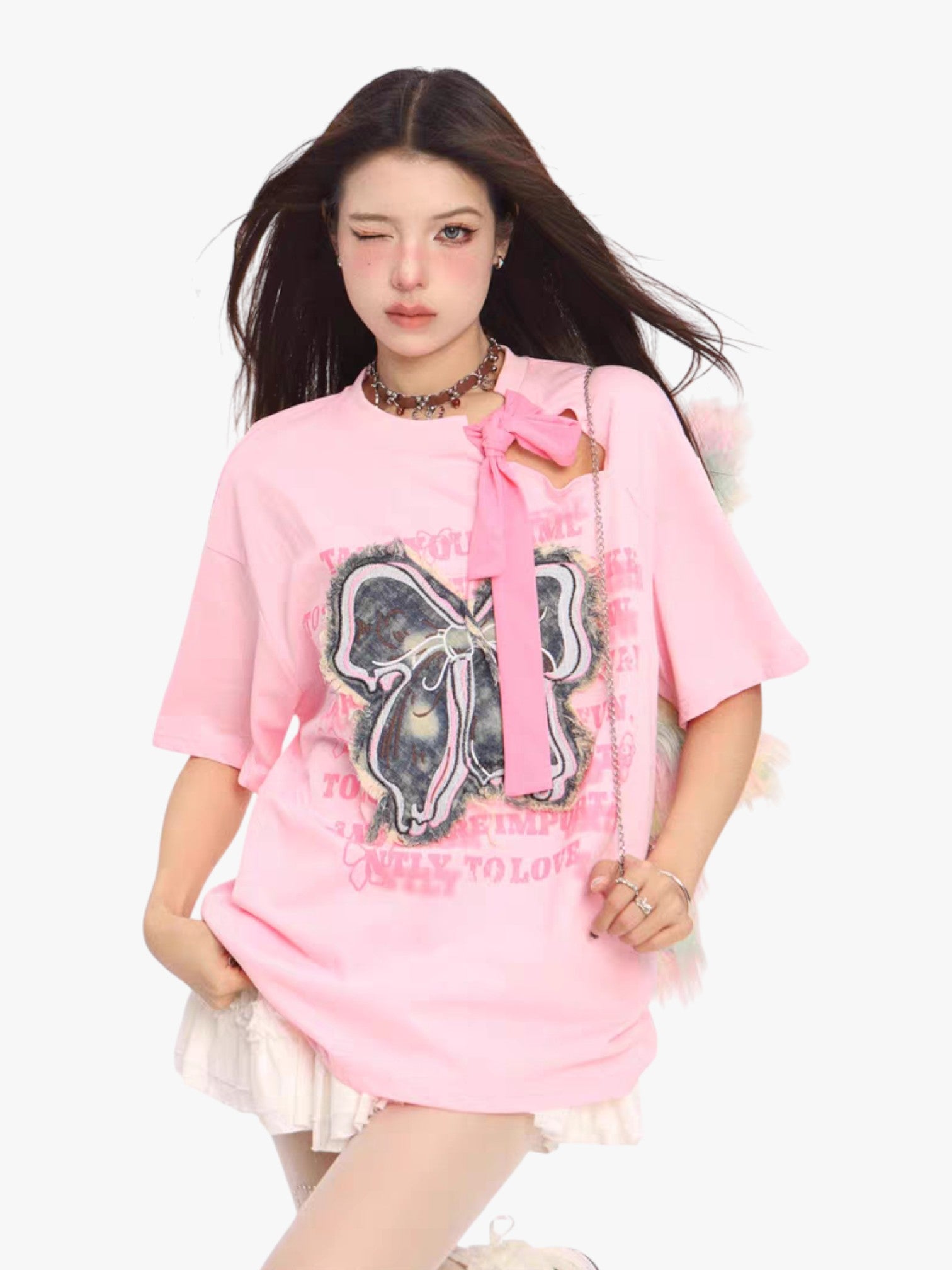 [25SS NEW ARRIVAL] GKIKZ VINTAGE BOW ATTACHMENT TEES
