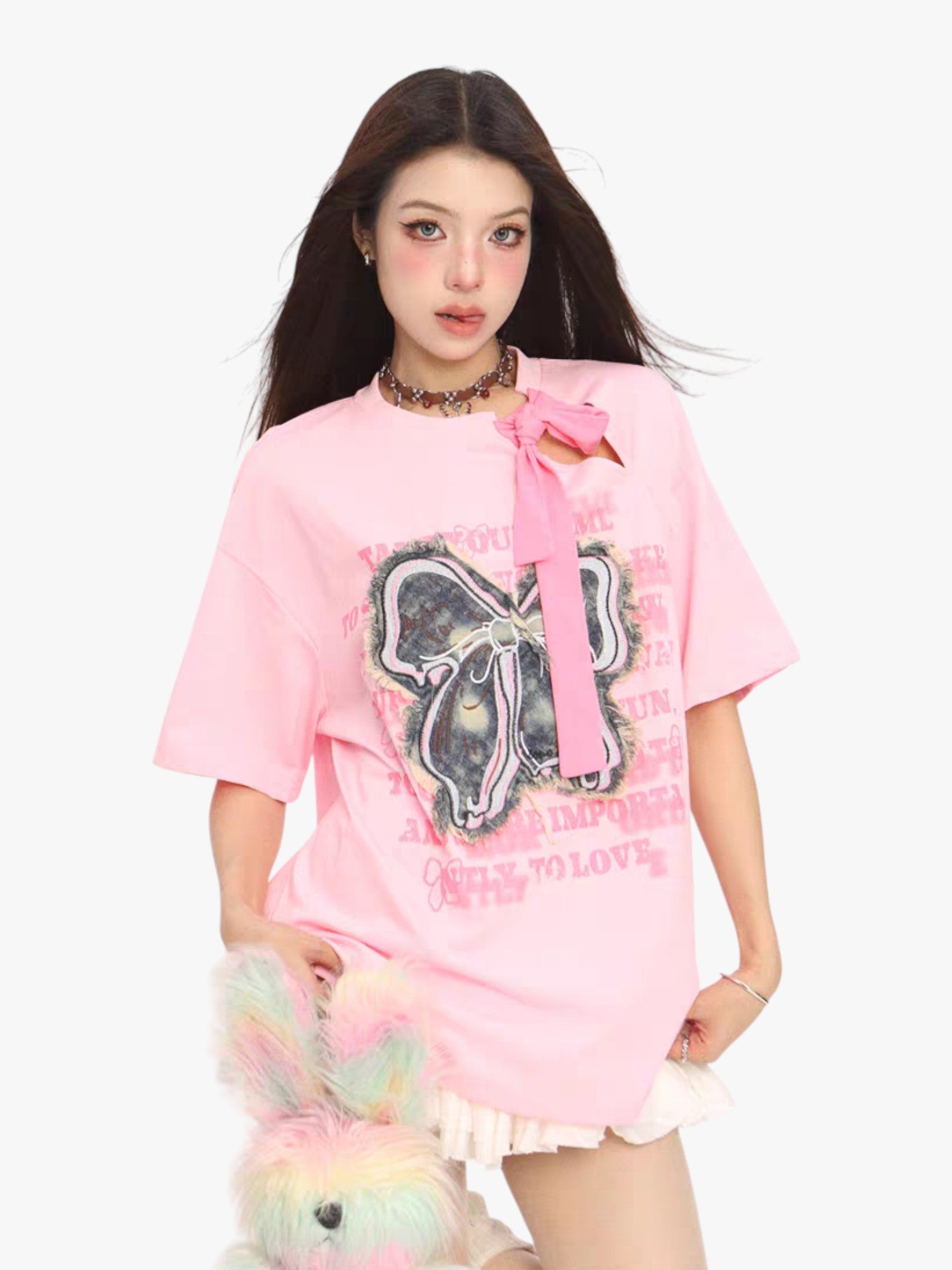 [25SS NEW ARRIVAL] GKIKZ VINTAGE BOW ATTACHMENT TEES