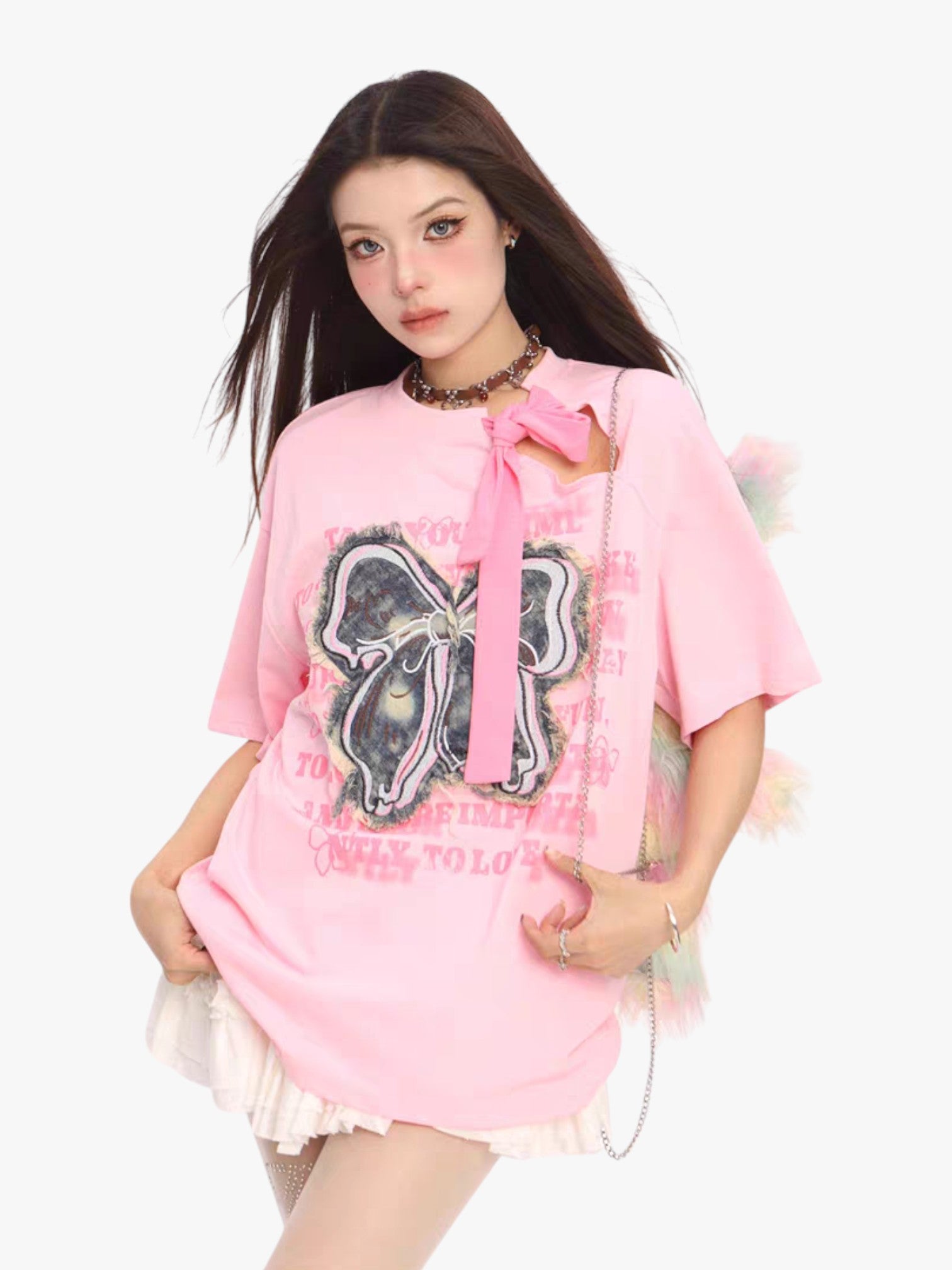 [25SS NEW ARRIVAL] GKIKZ VINTAGE BOW ATTACHMENT TEES