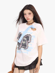 [25SS NEW ARRIVAL] GKIKZ VINTAGE BOW ATTACHMENT TEES