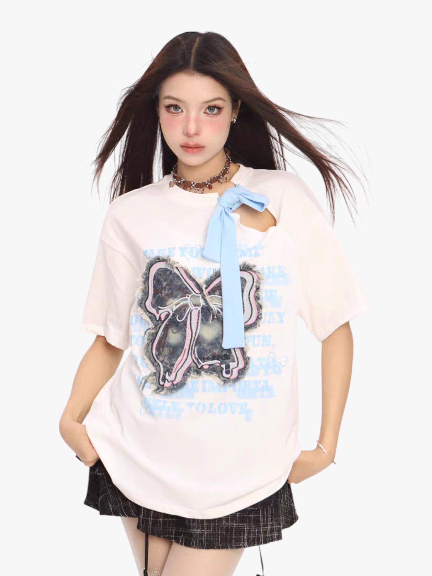 [25SS NEW ARRIVAL] GKIKZ VINTAGE BOW ATTACHMENT TEES