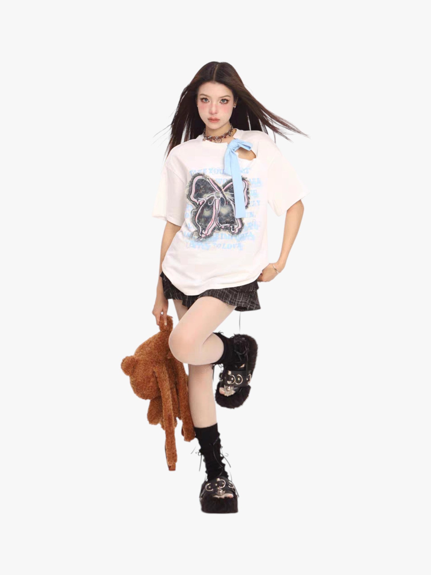 [25SS NEW ARRIVAL] GKIKZ VINTAGE BOW ATTACHMENT TEES