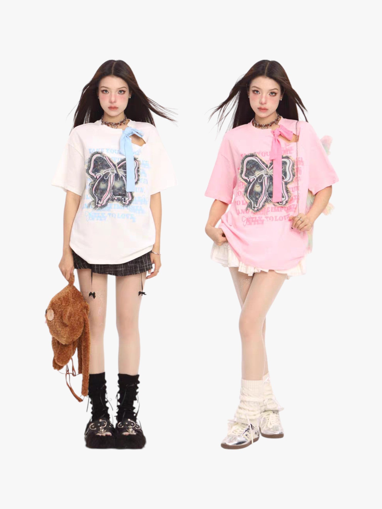 [25SS NEW ARRIVAL] GKIKZ VINTAGE BOW ATTACHMENT TEES