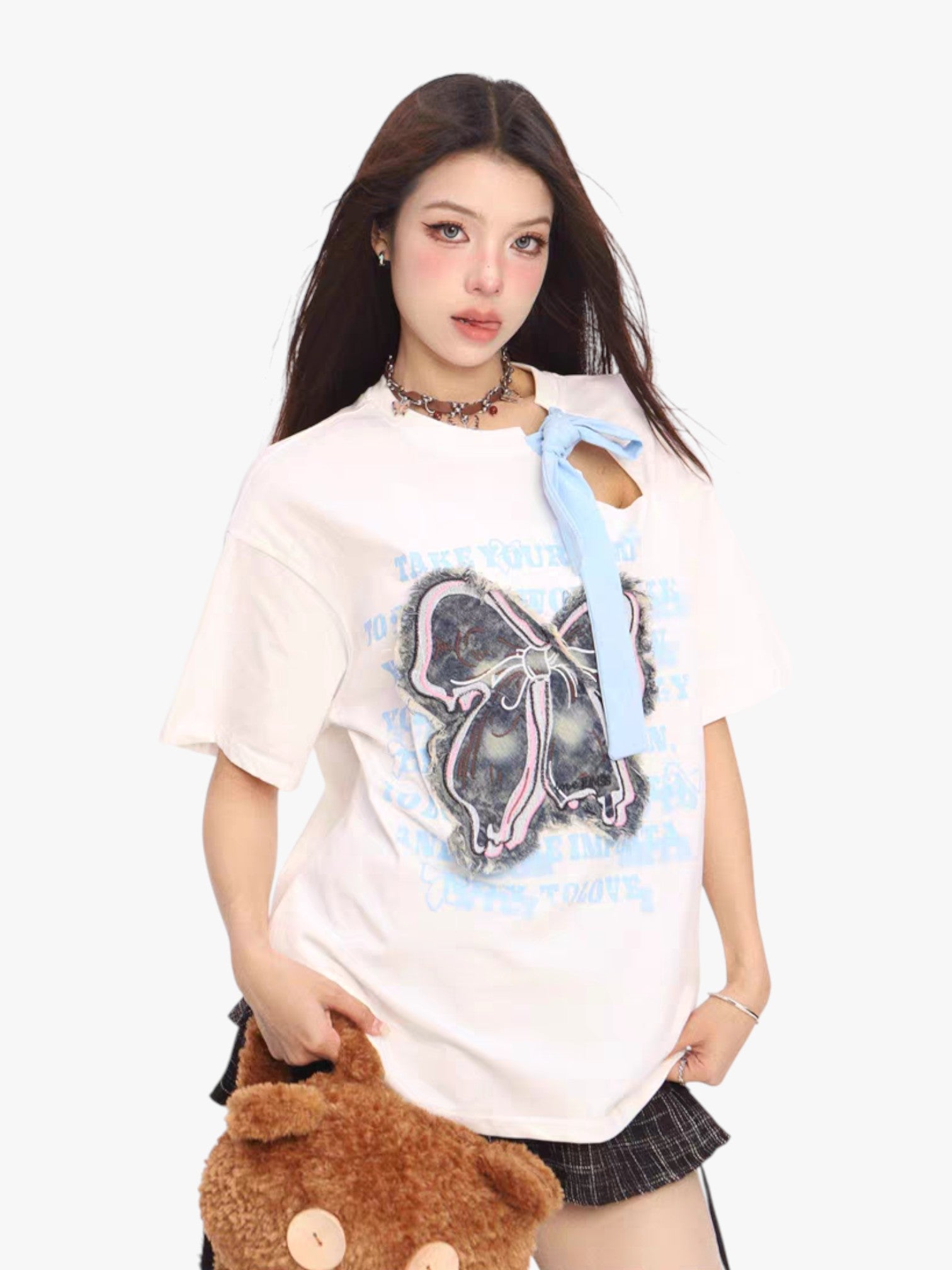 [25SS NEW ARRIVAL] GKIKZ VINTAGE BOW ATTACHMENT TEES