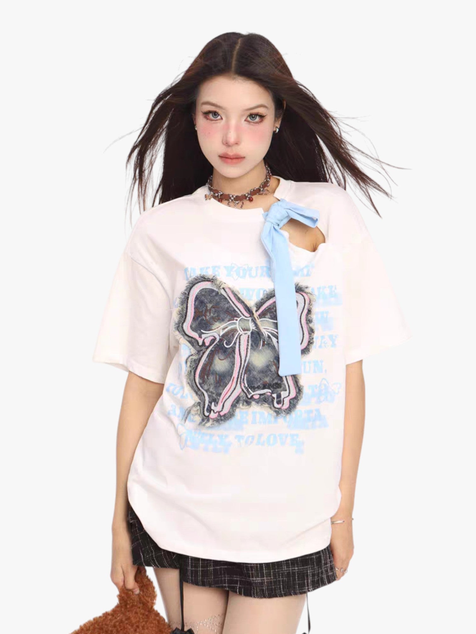 [25SS NEW ARRIVAL] GKIKZ VINTAGE BOW ATTACHMENT TEES