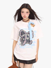 [25SS NEW ARRIVAL] GKIKZ VINTAGE BOW ATTACHMENT TEES
