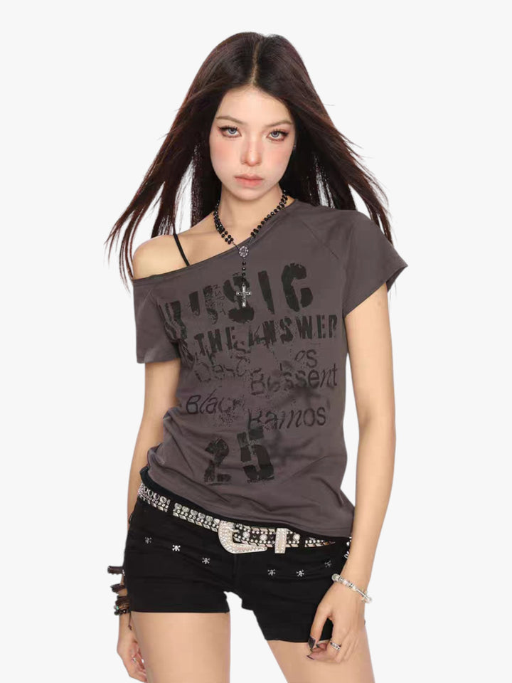 GKIKZ "MUSIC IS THE ANSWER" OFF-SHOULDER TEES