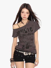 [25SS NEW ARRIVAL] GKIKZ "MUSIC IS THE ANSWER" OFF-SHOULDER TEES