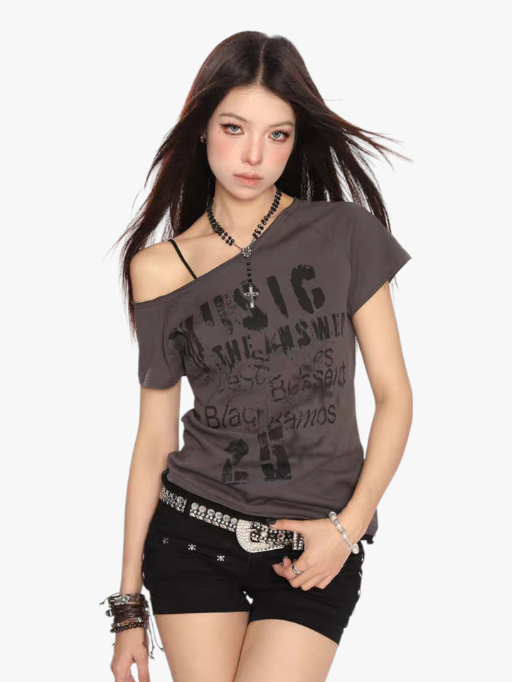 GKIKZ "MUSIC IS THE ANSWER" OFF-SHOULDER TEES