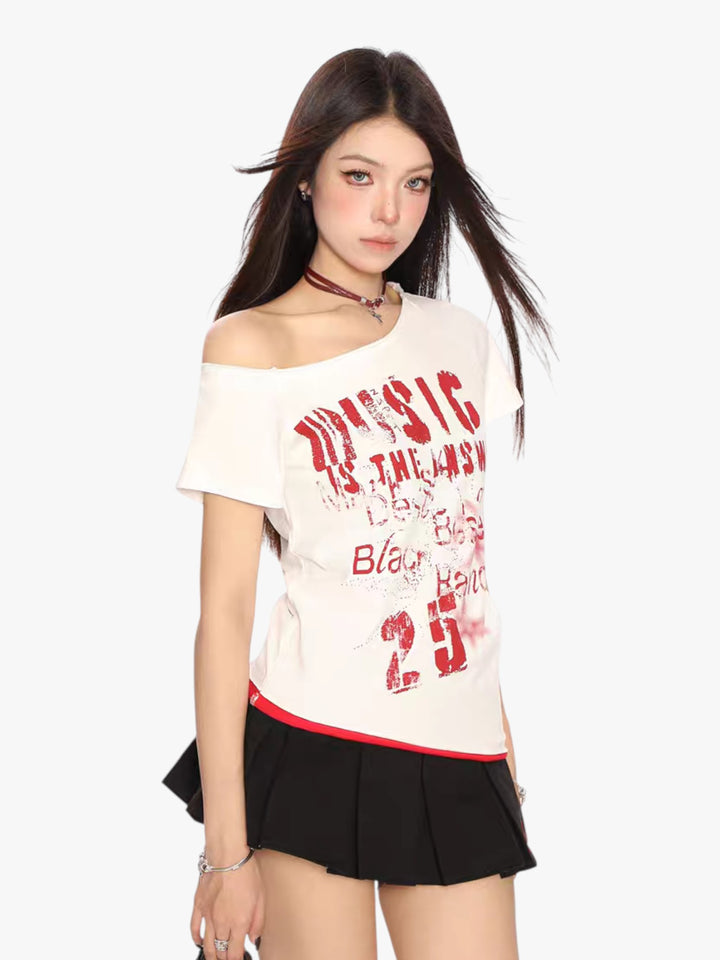 GKIKZ "MUSIC IS THE ANSWER" OFF-SHOULDER TEES