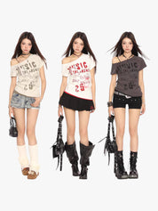 [25SS NEW ARRIVAL] GKIKZ "MUSIC IS THE ANSWER" OFF-SHOULDER TEES