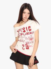 [25SS NEW ARRIVAL] GKIKZ "MUSIC IS THE ANSWER" OFF-SHOULDER TEES