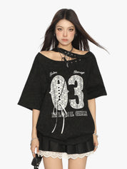[25SS NEW ARRIVAL] GKIKZ LACE-UP 03 OFF-SHOULDER TEES