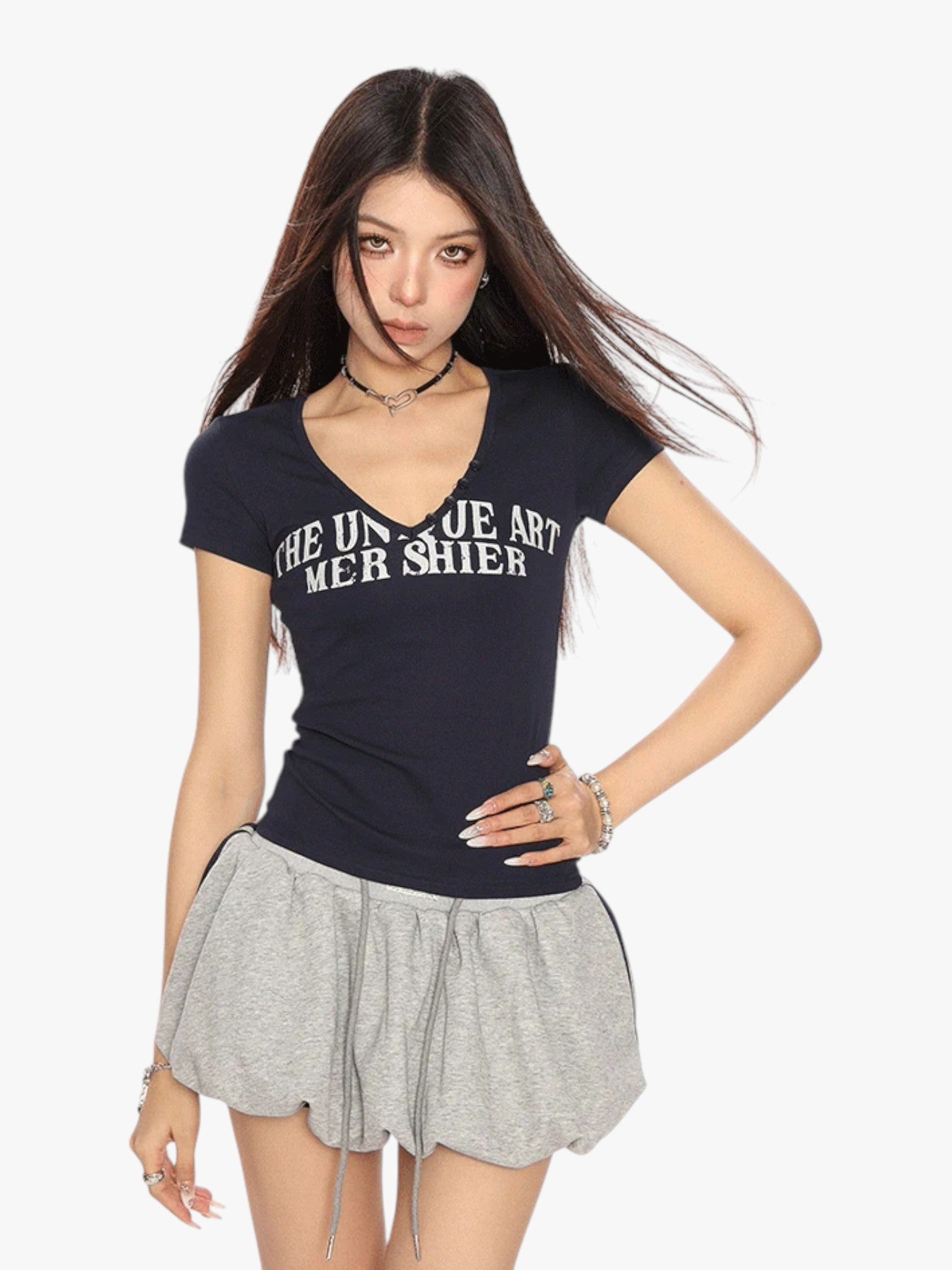 [25SS NEW ARRIVAL] GKIKZ RETRO V-NECK SLIM FIT TEES