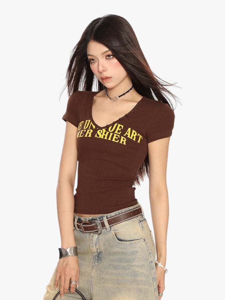 GKIKZ RETRO V-NECK SLIM FIT TEES