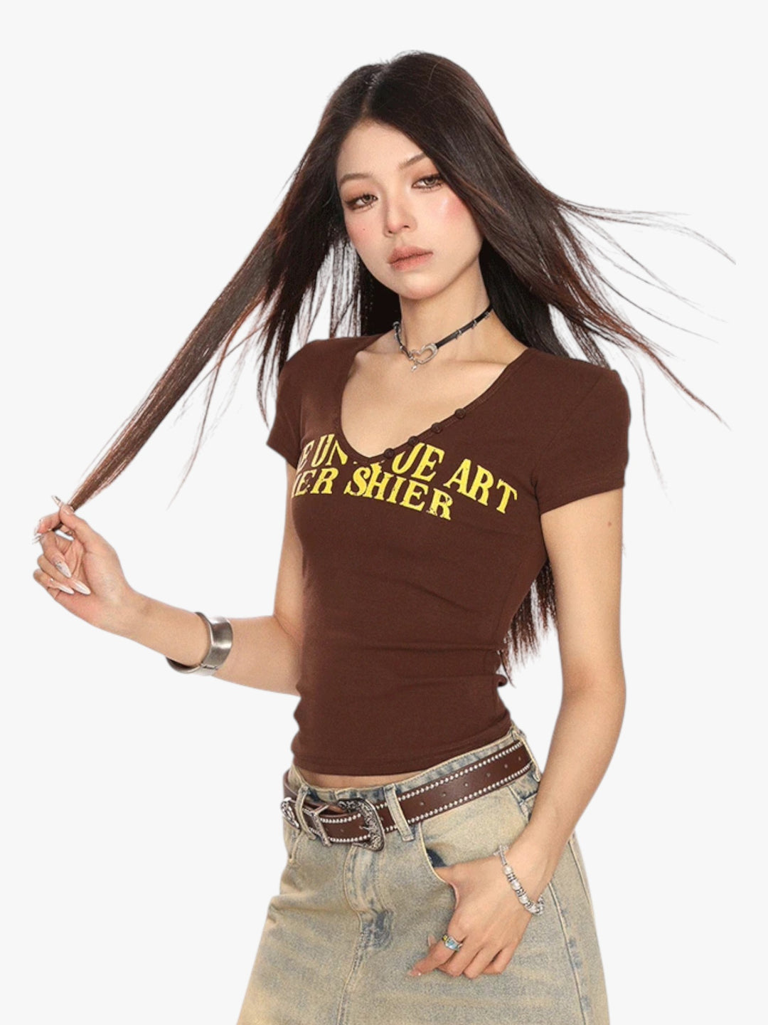 GKIKZ RETRO V-NECK SLIM FIT TEES