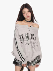 [25SS NEW ARRIVAL] GKIKZ FAKE TWO PIECES OFF-SHOULDER SWEATSHIRT