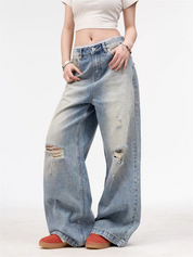 [25SS NEW ARRIVAL] GKIKZ WASHED-OUT WIDE-LEG HEAVY DENIM