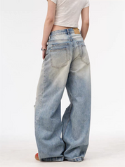 [25SS NEW ARRIVAL] GKIKZ WASHED-OUT WIDE-LEG HEAVY DENIM