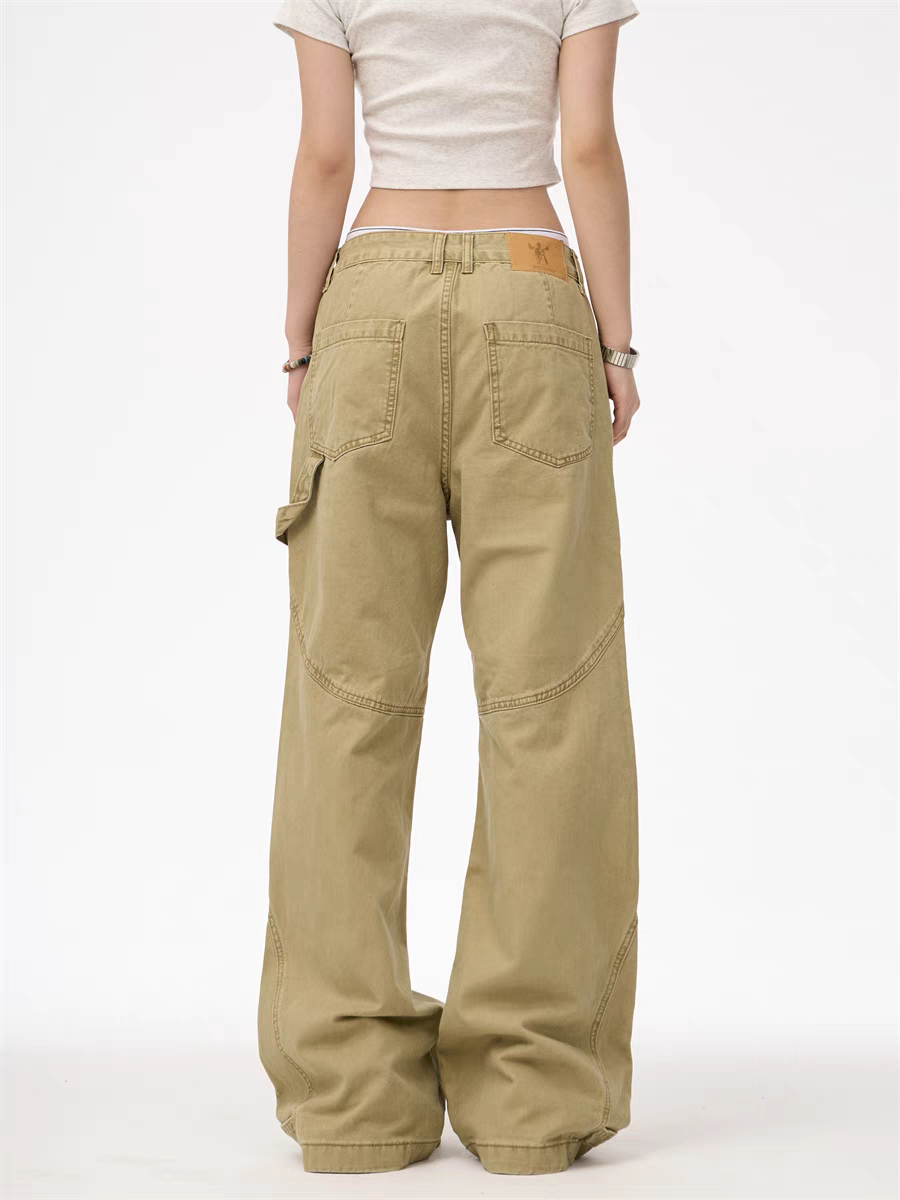 GKIKZ CONTRAST STITCH WIDE-LEG CARPENTER PANTS