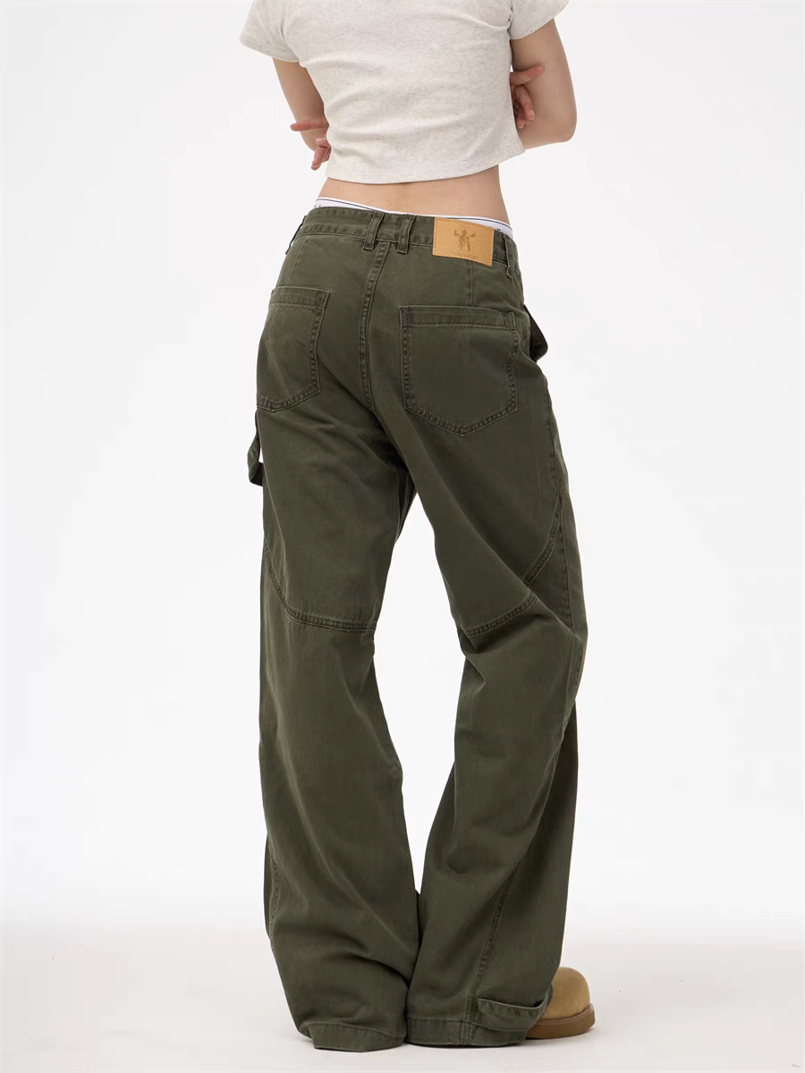 [25SS NEW ARRIVAL] GKIKZ CONTRAST STITCH WIDE-LEG CARPENTER PANTS