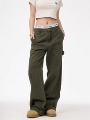 [25SS NEW ARRIVAL] GKIKZ CONTRAST STITCH WIDE-LEG CARPENTER PANTS
