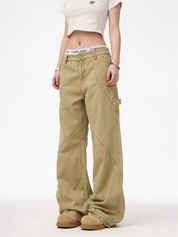 [25SS NEW ARRIVAL] GKIKZ CONTRAST STITCH WIDE-LEG CARPENTER PANTS