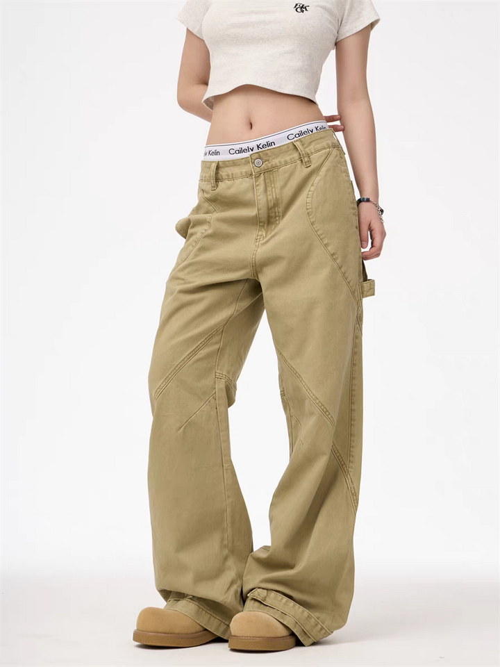 GKIKZ CONTRAST STITCH WIDE-LEG CARPENTER PANTS