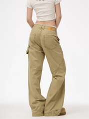 [25SS NEW ARRIVAL] GKIKZ CONTRAST STITCH WIDE-LEG CARPENTER PANTS