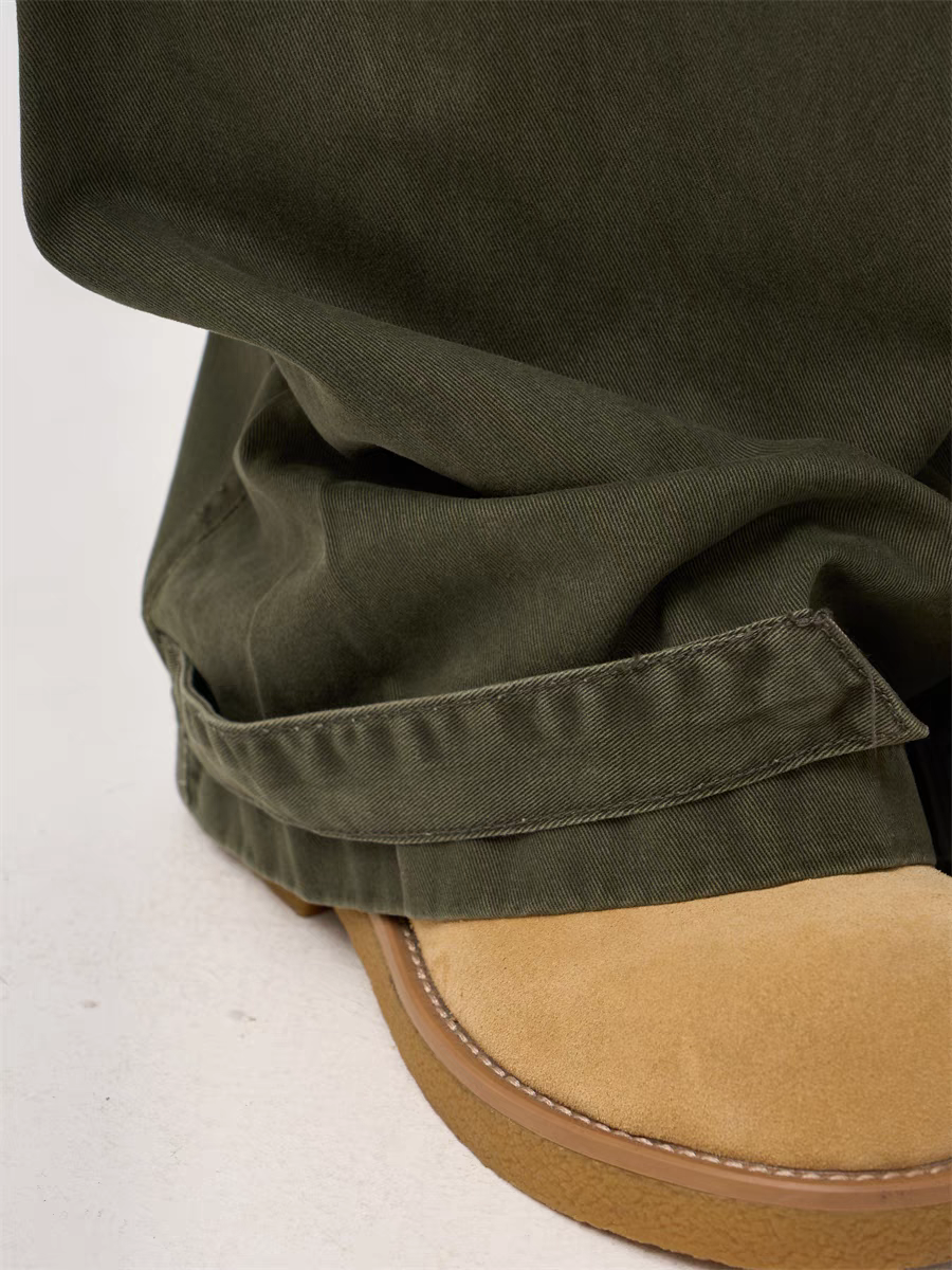 GKIKZ CONTRAST STITCH WIDE-LEG CARPENTER PANTS