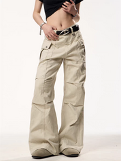 [25SS NEW ARRIVAL] GKIKZ UTILITY WIDE-LEG CARGO PANTS