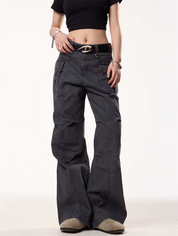 [25SS NEW ARRIVAL] GKIKZ UTILITY WIDE-LEG CARGO PANTS