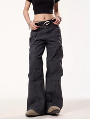 [25SS NEW ARRIVAL] GKIKZ UTILITY WIDE-LEG CARGO PANTS
