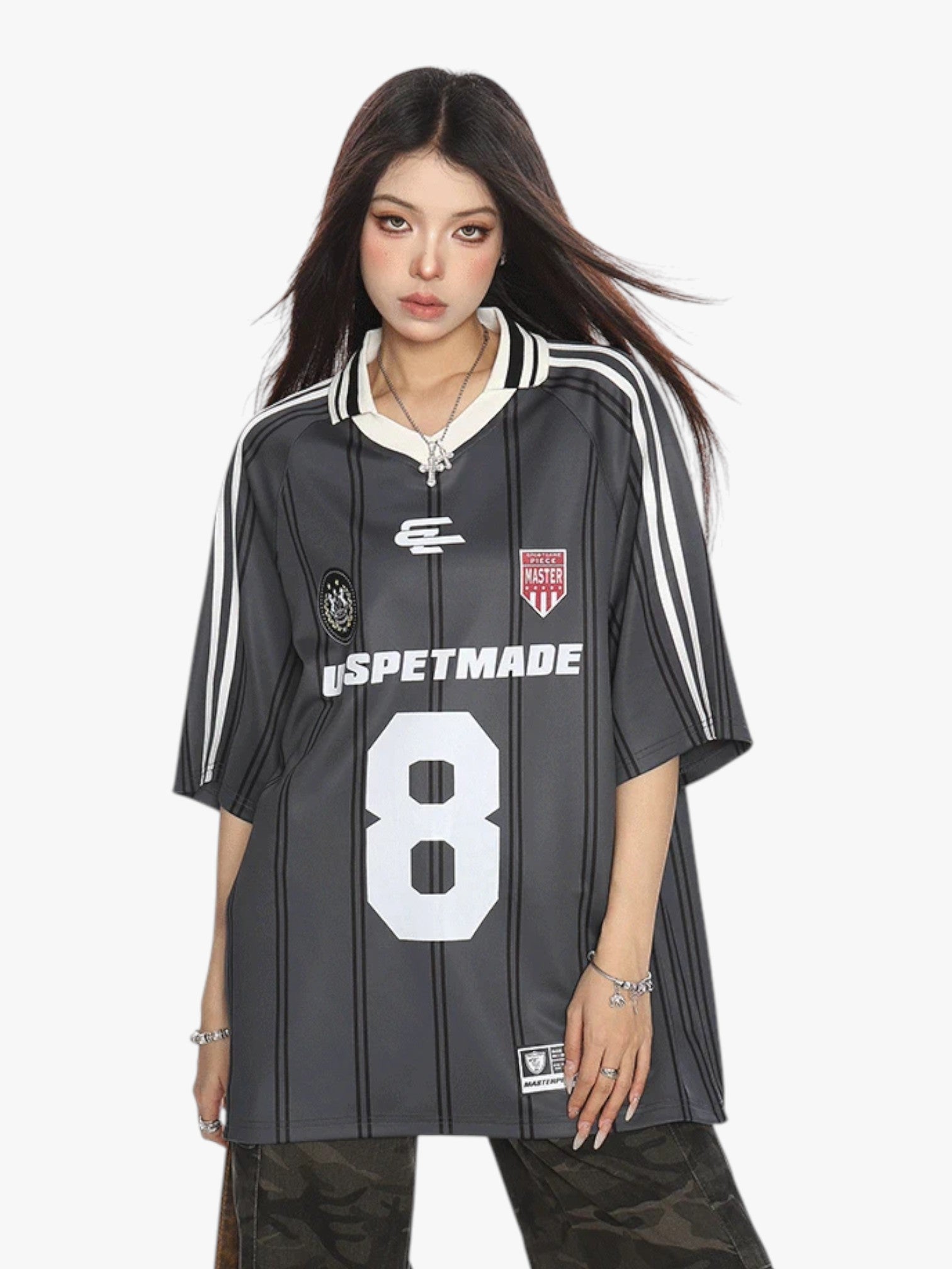 [25SS NEW ARRIVAL] GKIKZ STRIPES "8" OVERSIZED JERSEY