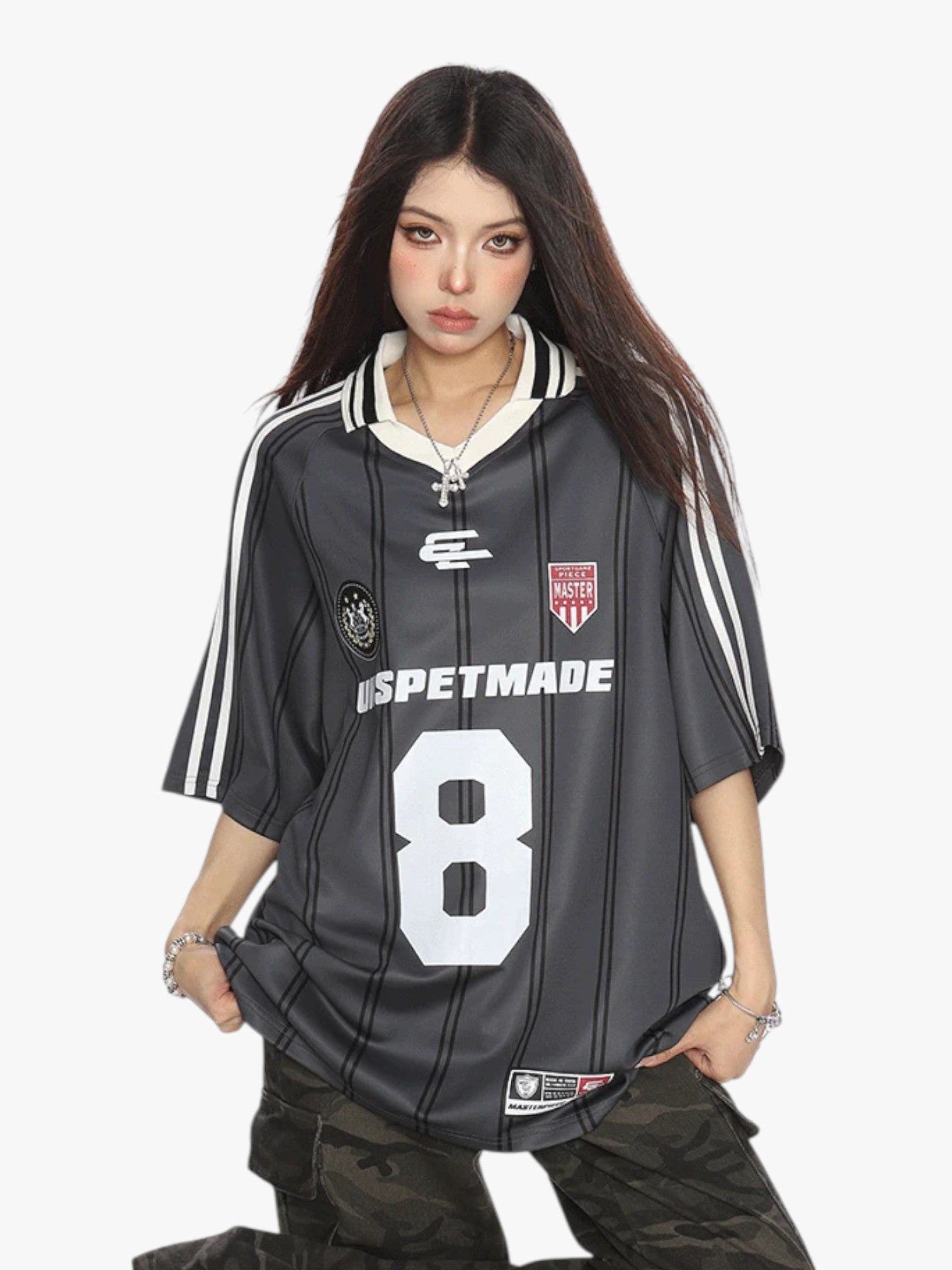 [25SS NEW ARRIVAL] GKIKZ STRIPES "8" OVERSIZED JERSEY