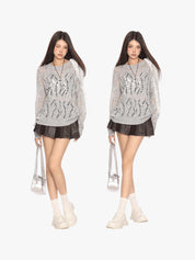 [25SS NEW ARRIVAL] GKIKZ BUTTERFLY DISTRESSED KNIT PULLOVER SWEATER