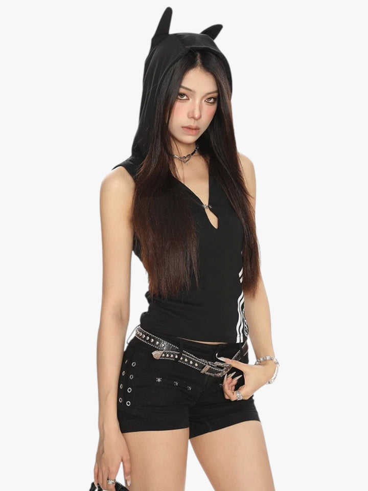 GKIKZ CAT V DEEP HOODED SLIM-FIT TOP