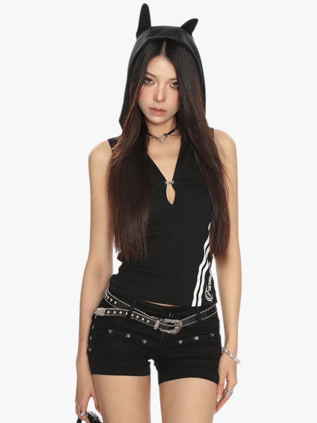 GKIKZ CAT V DEEP HOODED SLIM-FIT TOP