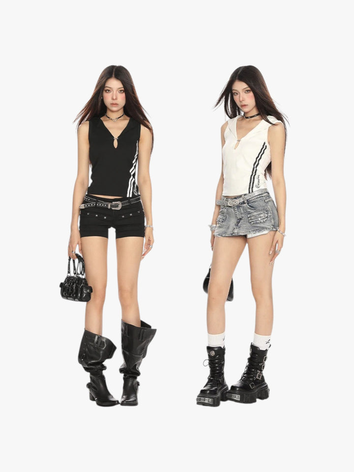 GKIKZ CAT V DEEP HOODED SLIM-FIT TOP