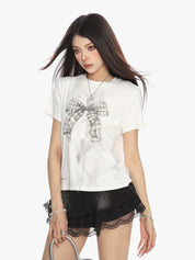 [25SS NEW ARRIVAL] GKIKZ BOW GRAPHIC SUMMER TEES