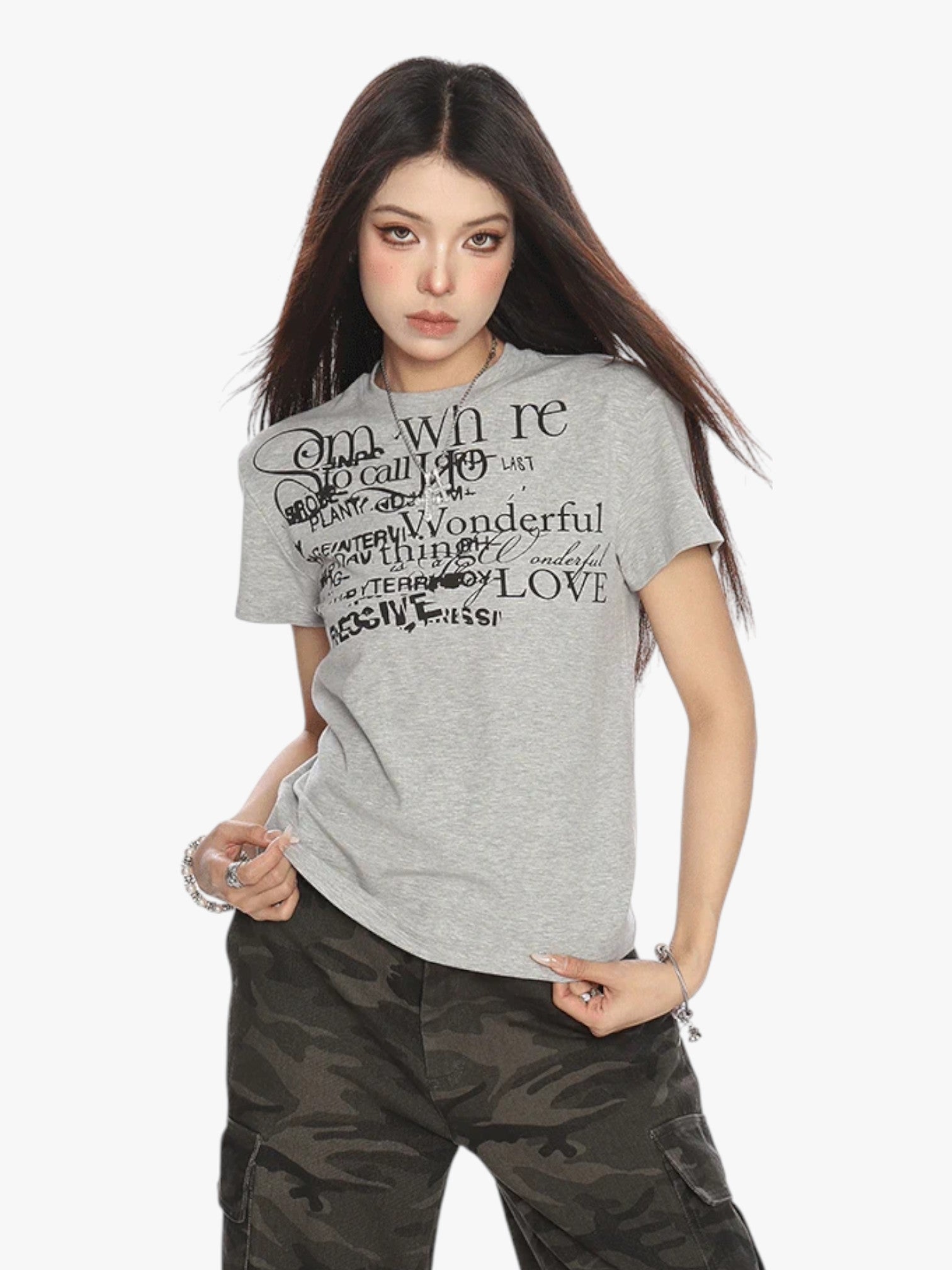 [25SS NEW ARRIVAL]  GKIKZ ABSTRACT TEXT GRAPHIC TEES