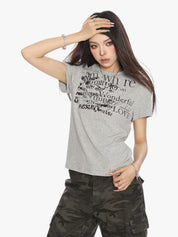 [25SS NEW ARRIVAL]  GKIKZ ABSTRACT TEXT GRAPHIC TEES