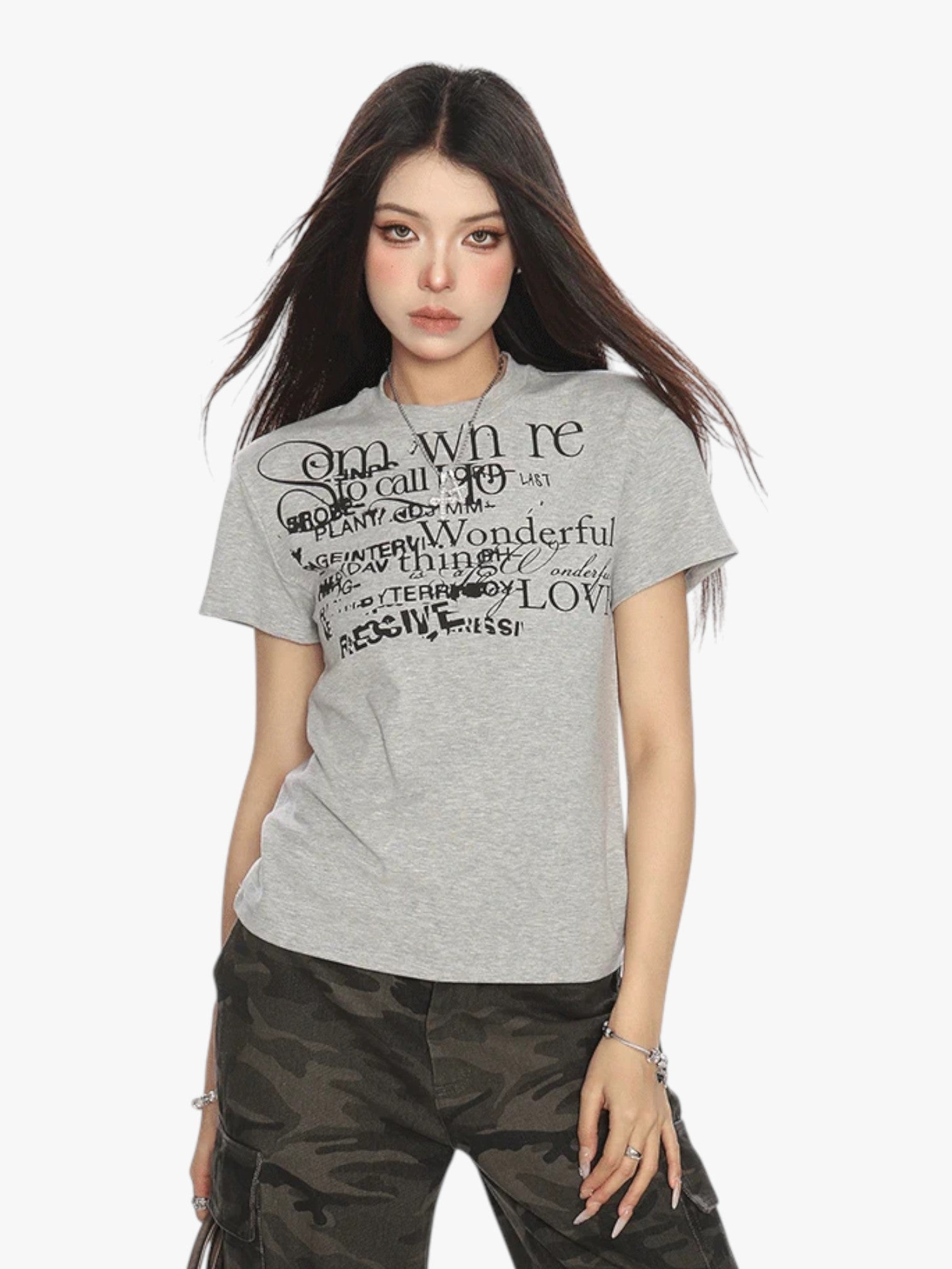 [25SS NEW ARRIVAL]  GKIKZ ABSTRACT TEXT GRAPHIC TEES