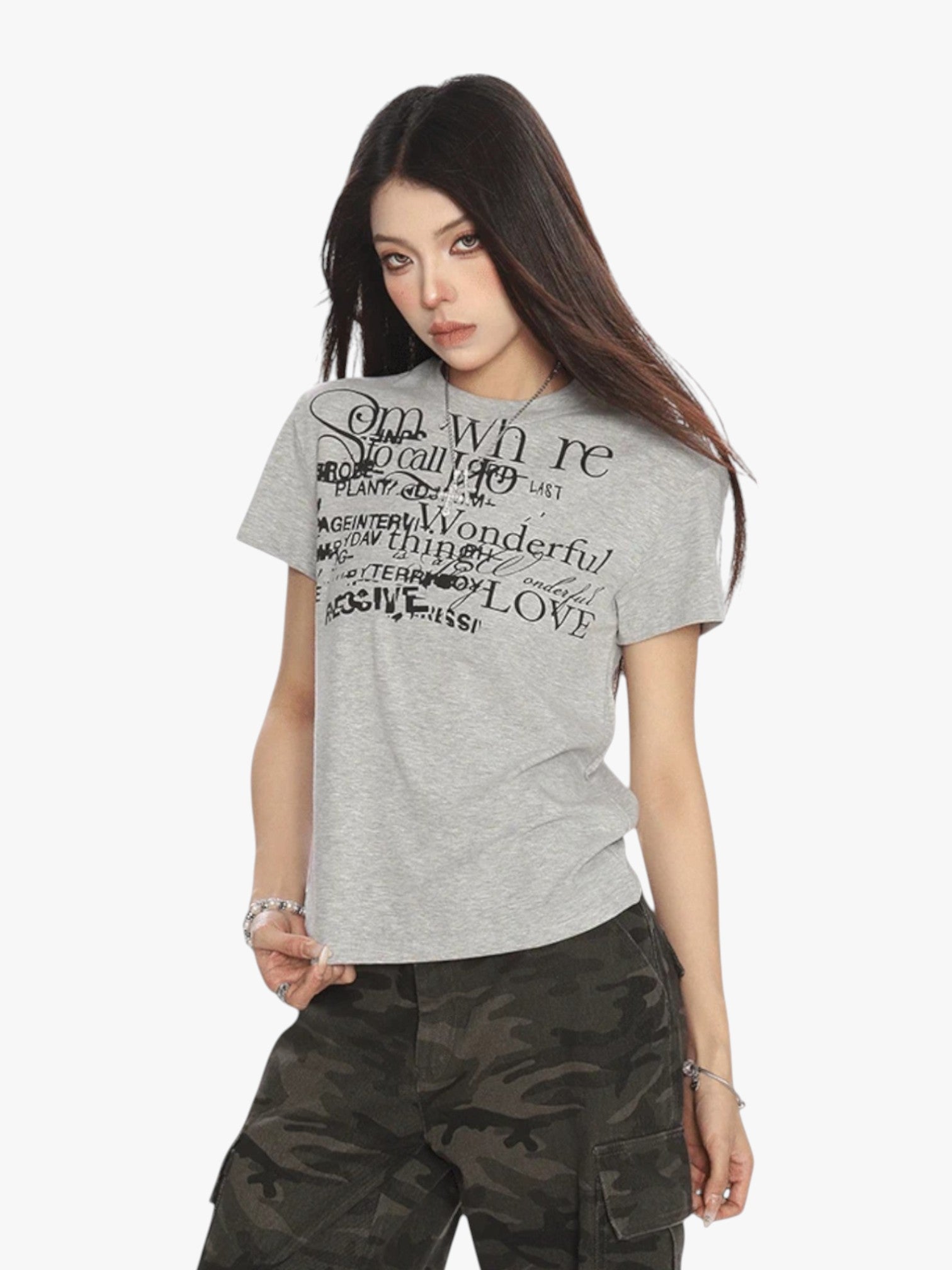 [25SS NEW ARRIVAL]  GKIKZ ABSTRACT TEXT GRAPHIC TEES