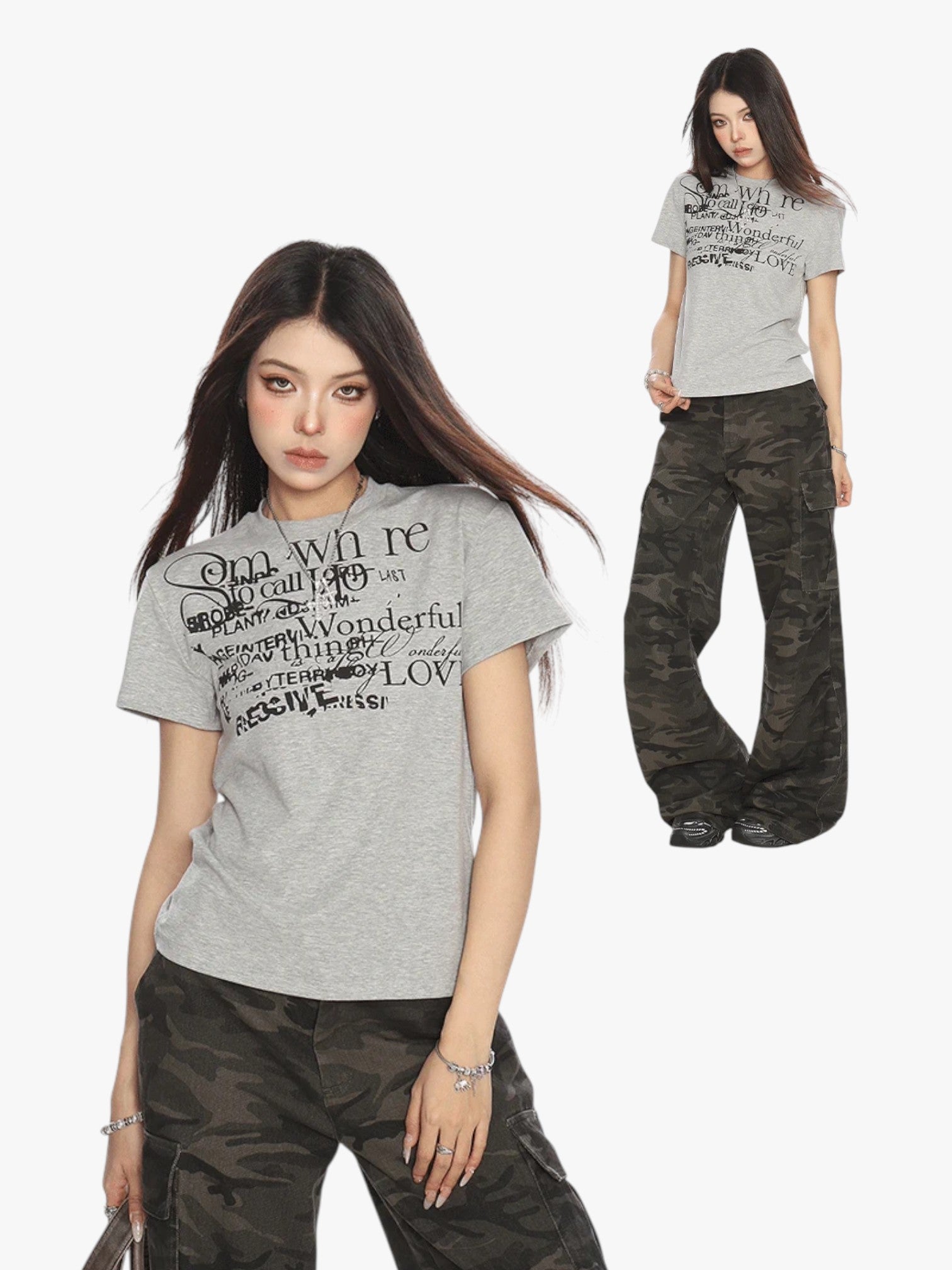 [25SS NEW ARRIVAL]  GKIKZ ABSTRACT TEXT GRAPHIC TEES