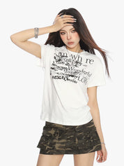 [25SS NEW ARRIVAL]  GKIKZ ABSTRACT TEXT GRAPHIC TEES